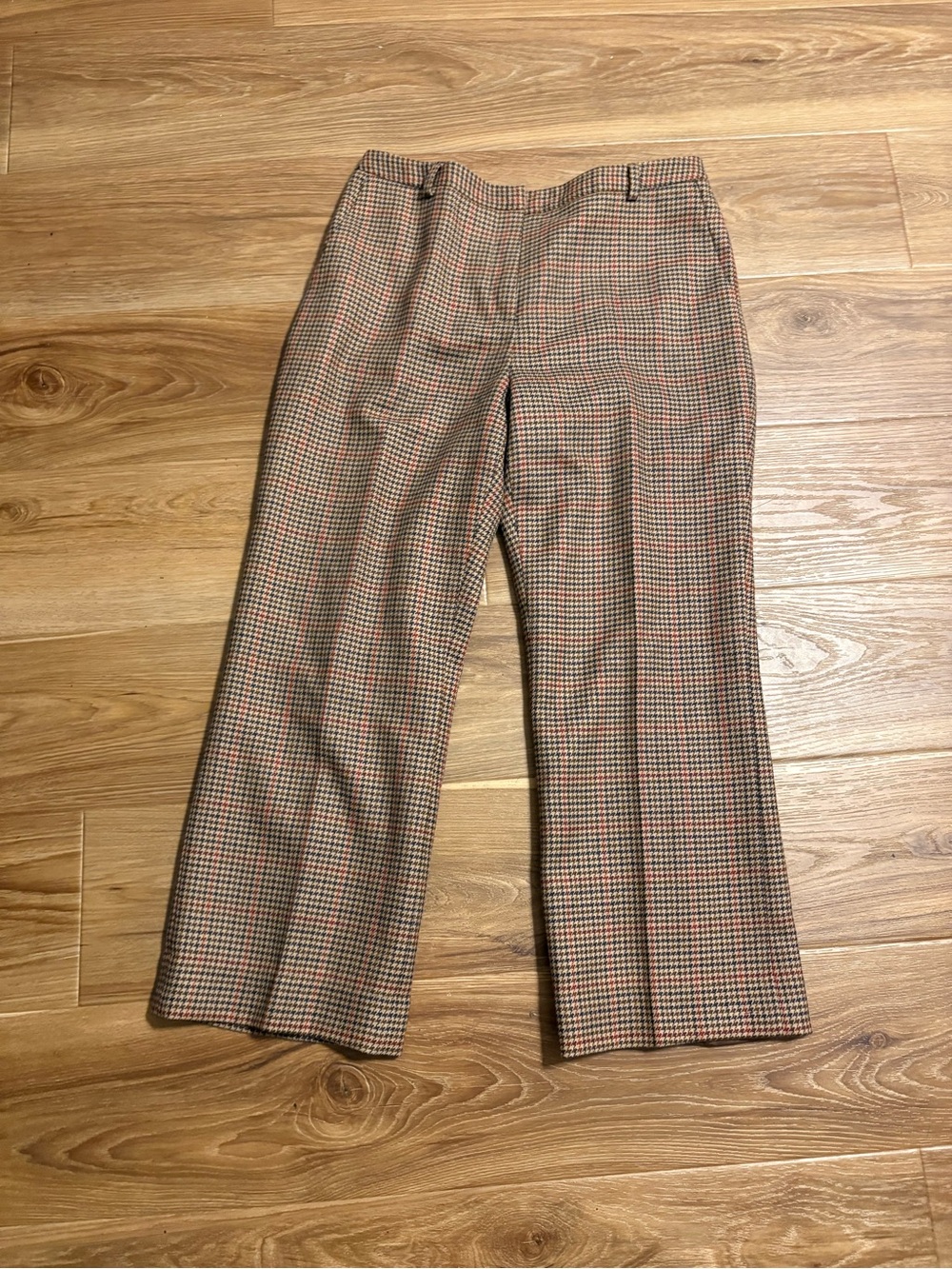 Vintage fully lined wool Houndstooth tailored Dress Pants - Brown/Tan